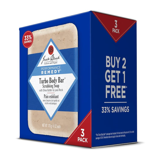 Jack Black - Turbo Body Bar Scrubbing Soap, 6 oz - Men's Soap with Blue Lotus and Lava Rock