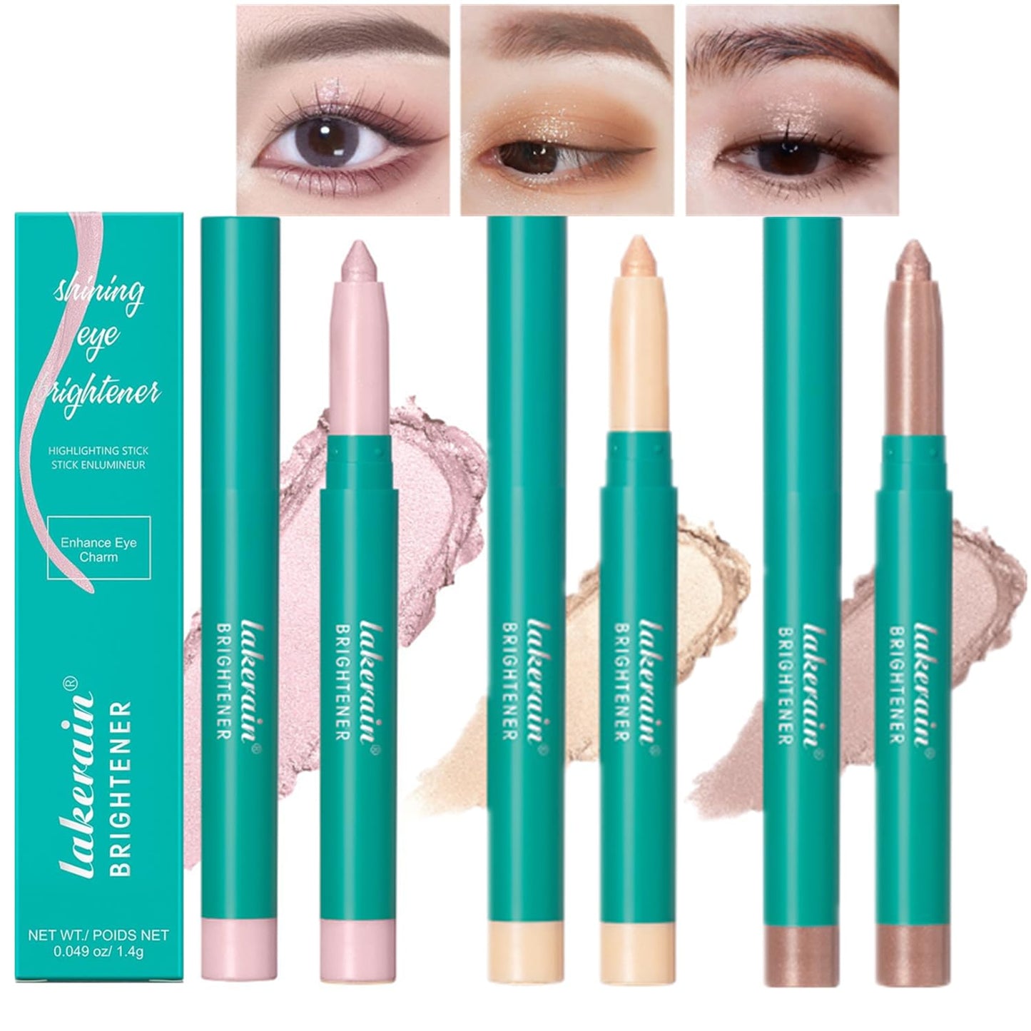 YG LianKai Thrive Eyeshadow Stick, 3Pcs Thrive Eye Brightener Stick, Waterproof Glitter Highlighter Eye Liner, Shimmer Creamy Long Lasting Eye Shadow Eye Makeup (1#2#3)