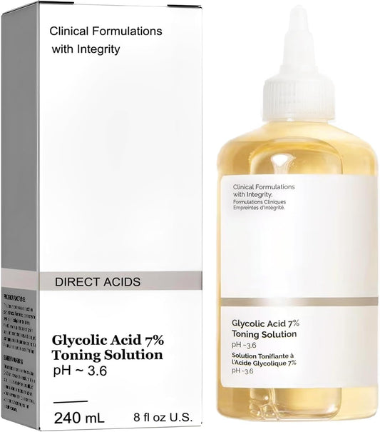 240ML Ordinary Glycolic Acid 7% Toning Resurfacing Solution,Exfoliate,and Rejuvenate Your Skin, Solution for Blemishes and Acne