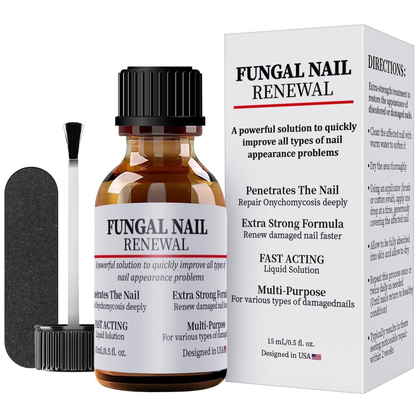 Zemmys Extra Strength Toenail Fungus Treatment For Toenail Or Fingernail, Fast Acting Nail Repair Liquid for Damaged & Discoloration Nail with Nail File