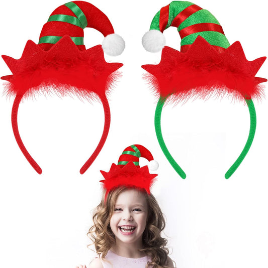 2Pack Christmas Elf Headbands Xmas Elf Hat Headwear Christmas Elf Hair Band for Holiday Party