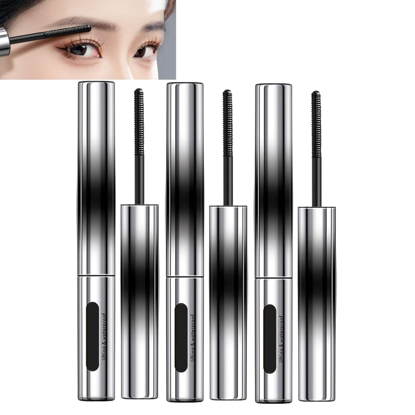 3PCS Judy Mascara,3D Curling Eyelash Iron Mascara, Natural Thickening Lengthening Long Lasting Bristleless Mascara,Curling & Voluminous Mascara, Long Lasting, No Flaking