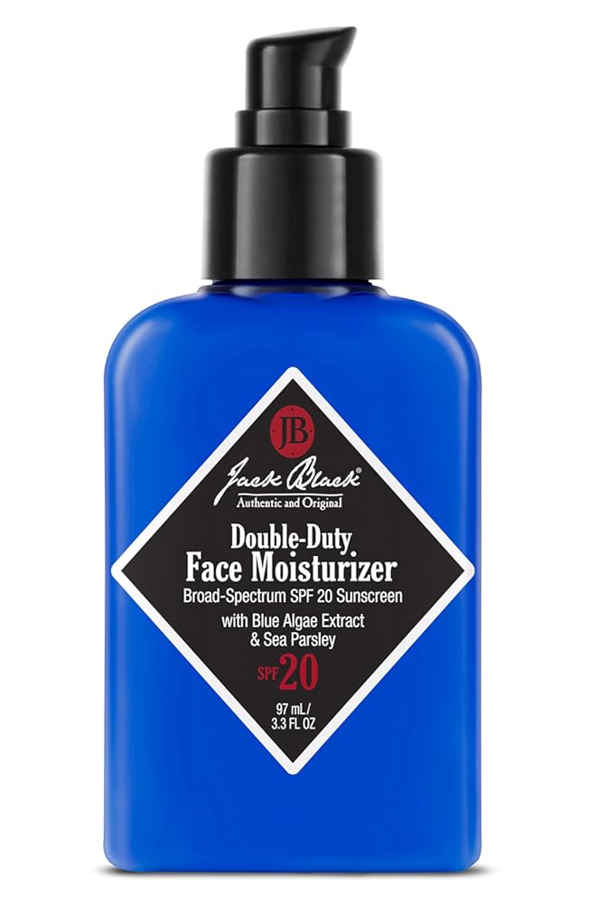 Jack Black Double-Duty Face Moisturizer, SPF 20 Sun Protection, Long Lasting Hydrating Skincare, Lightweight Moisturizer, MenÕs Facial Moisturizer
