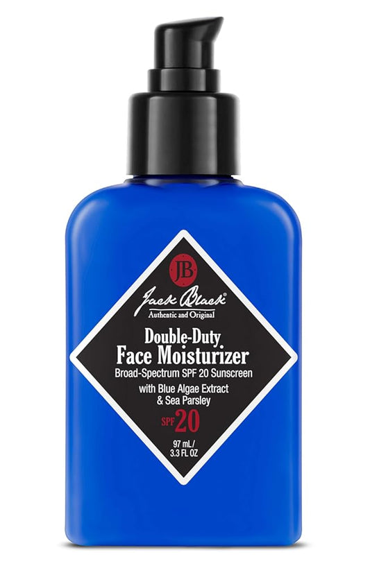 Jack Black Double-Duty Face Moisturizer, SPF 20 Sun Protection, Long Lasting Hydrating Skincare, Lightweight Moisturizer, MenÕs Facial Moisturizer