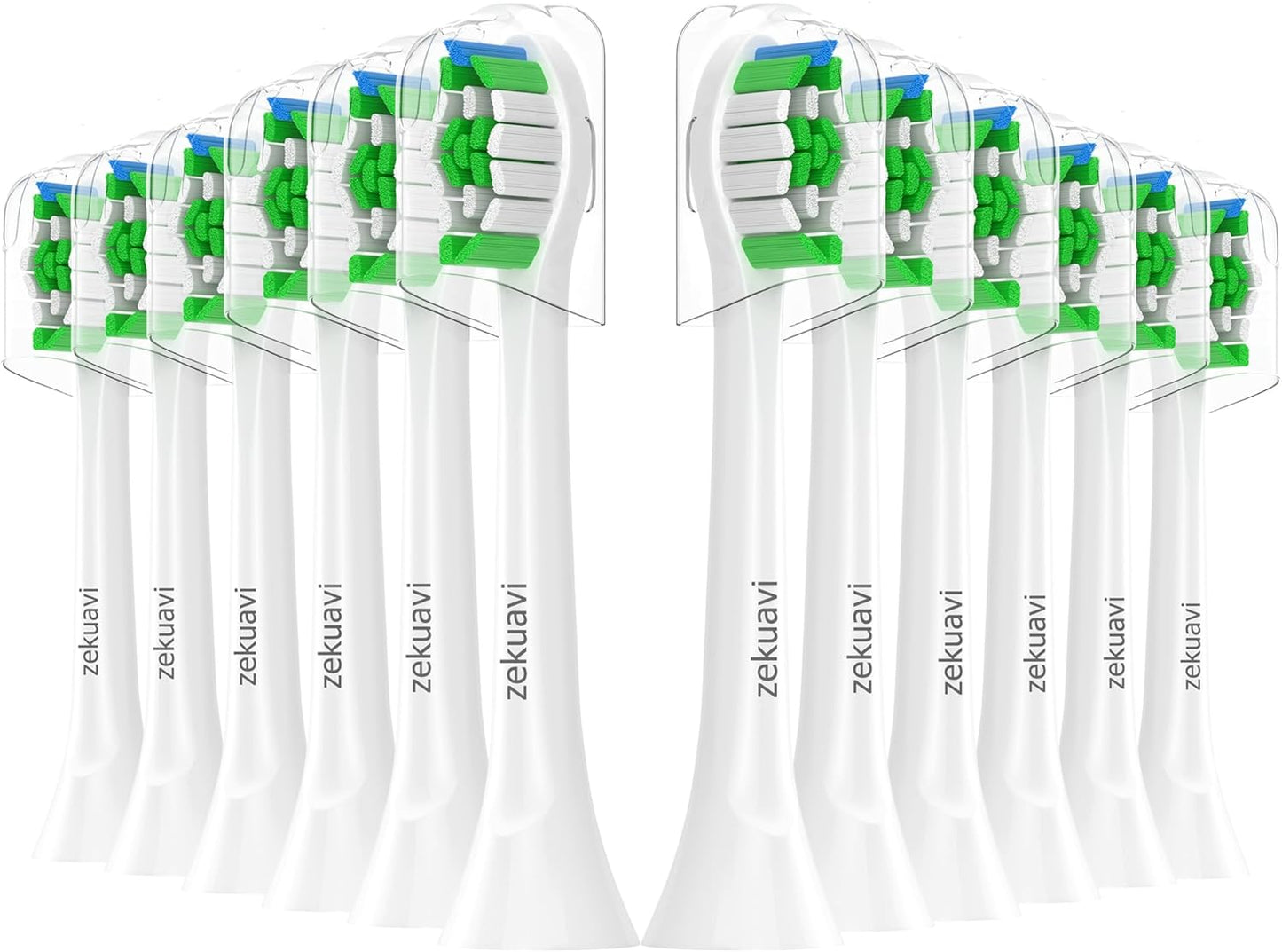 Zekuavi Replacement Brush Head Compatible with Phillips Sonicare Electric Toothbrush, Toothbrush Heads Fits for Philips Sonicare Protective Diamond Expert Daily 4100 5100 6100 1100 6500, White 12Pcs