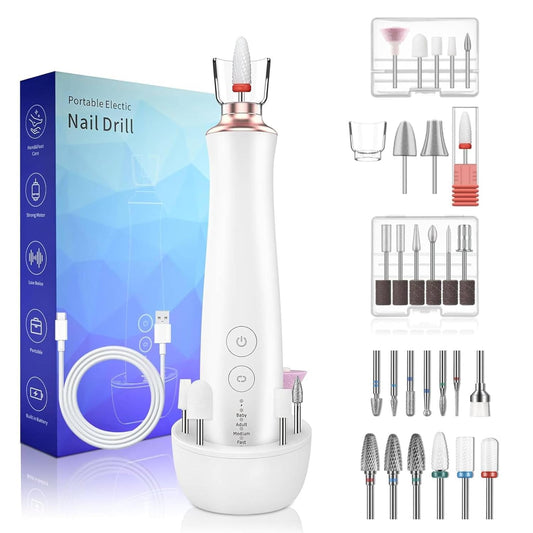 27PCS Nail Drill Bit Sets+6Pcs Sanding Bands with Electric Nail Drill Set