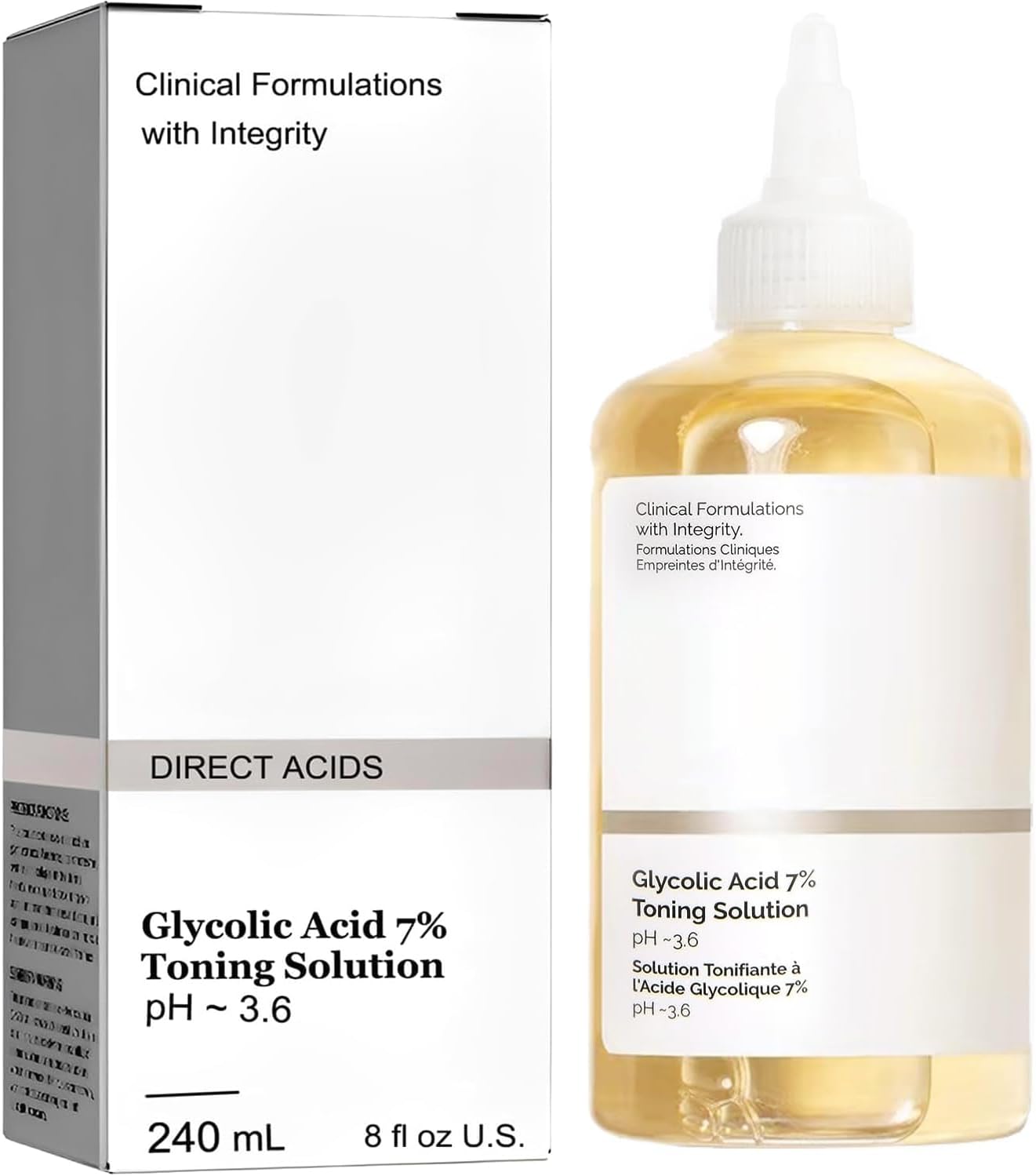 240ML Ordinary Glycolic Acid 7% Toning Resurfacing Solution,Exfoliate,and Rejuvenate Your Skin, Solution for Blemishes and Acne