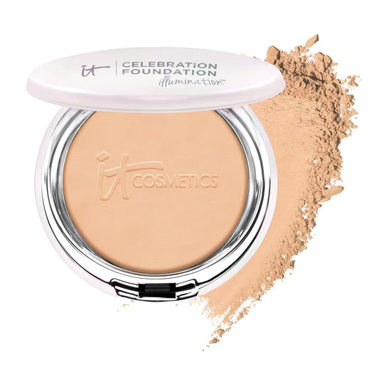 IT Cosmetics Celebration Foundation Illumination - Full-Coverage, Anti-Aging Powder Foundation - Blurs Pores, Wrinkles & Imperfections - 0.3 oz